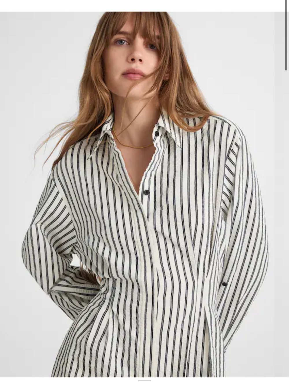 Madewell Grey Variegated Stripe Seersucker Mini Shirtdress Size 4 NWT - Picture 9 of 10